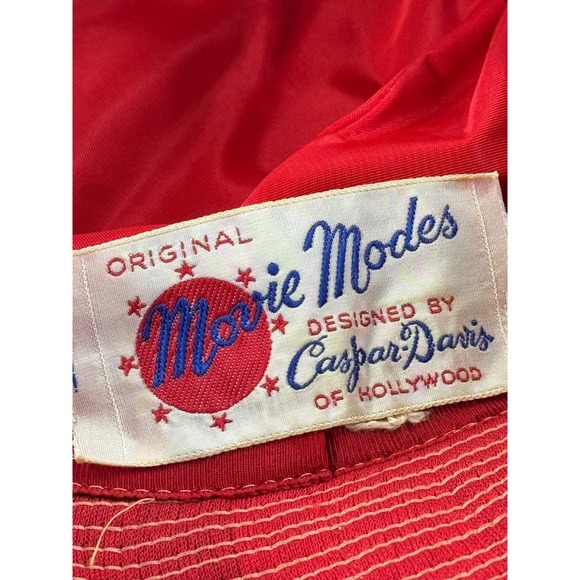 Vintage Movie Modes Caspar‎ Davis Hollywood Red Velvet Wide Brim Sun Hat Pin main image 5